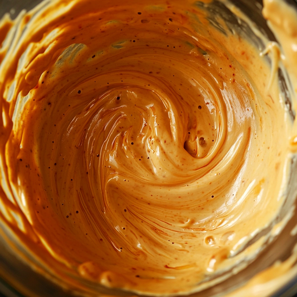 Creamy Bang Bang sauce being mixed