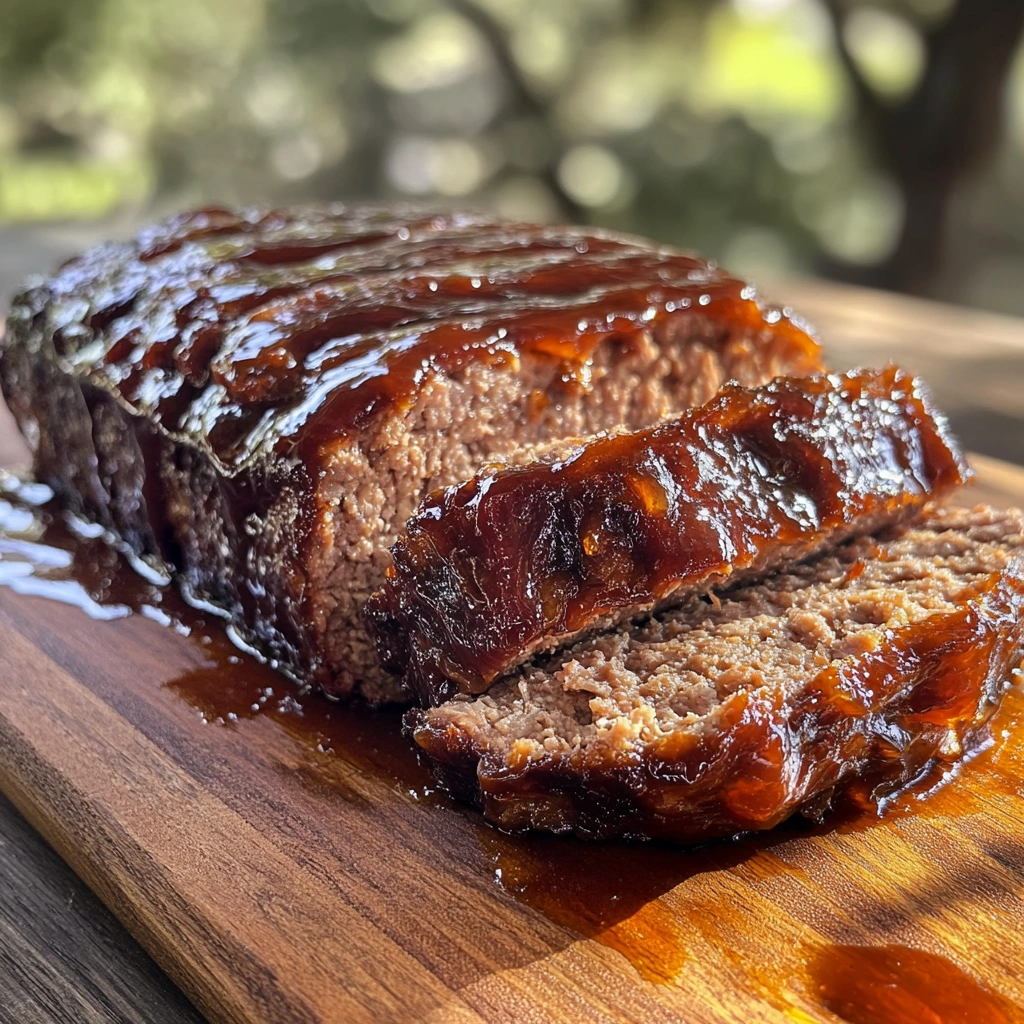 BBQ meatloaf recipe with smoky glaze and juicy slices