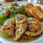 serving creamy pesto chicken with sides