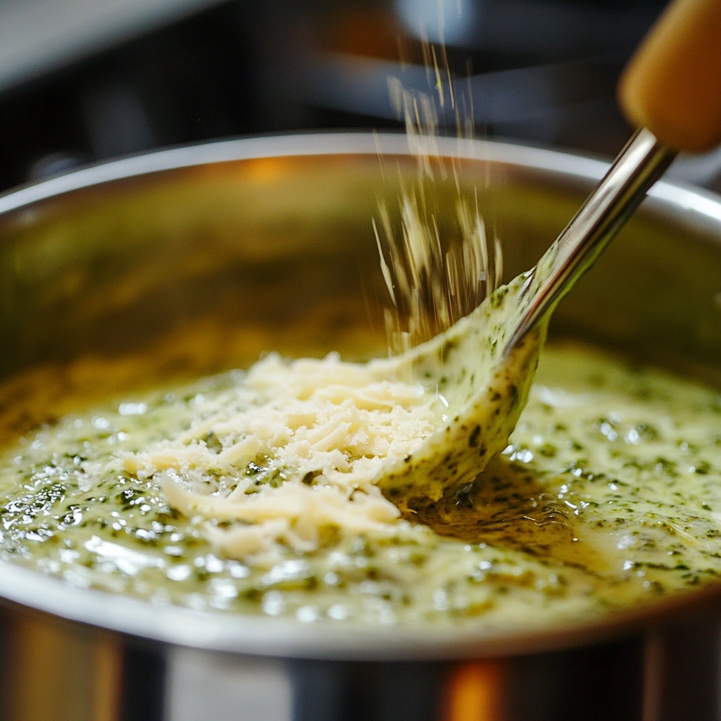making store-bought pesto creamy for chicken