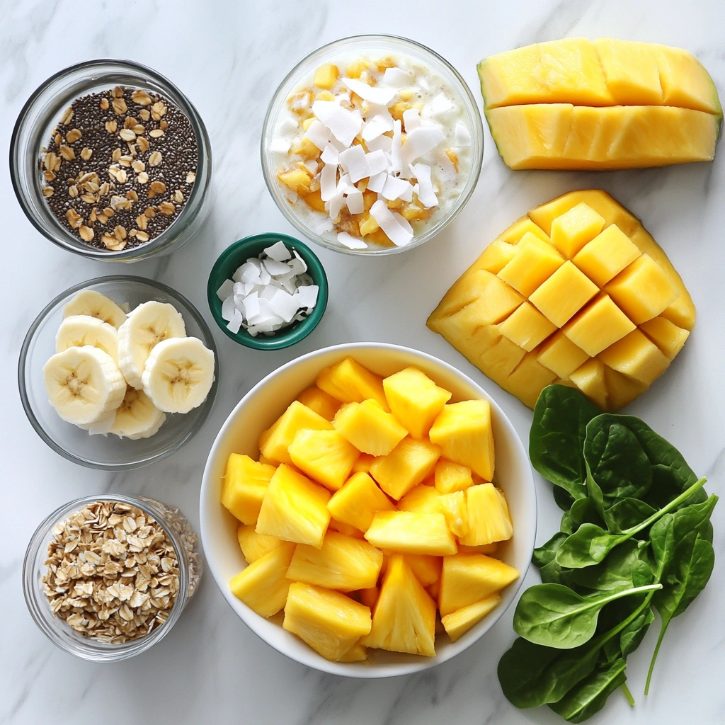 Preparing ingredients for a tropical smoothie bowl on a marble counter
