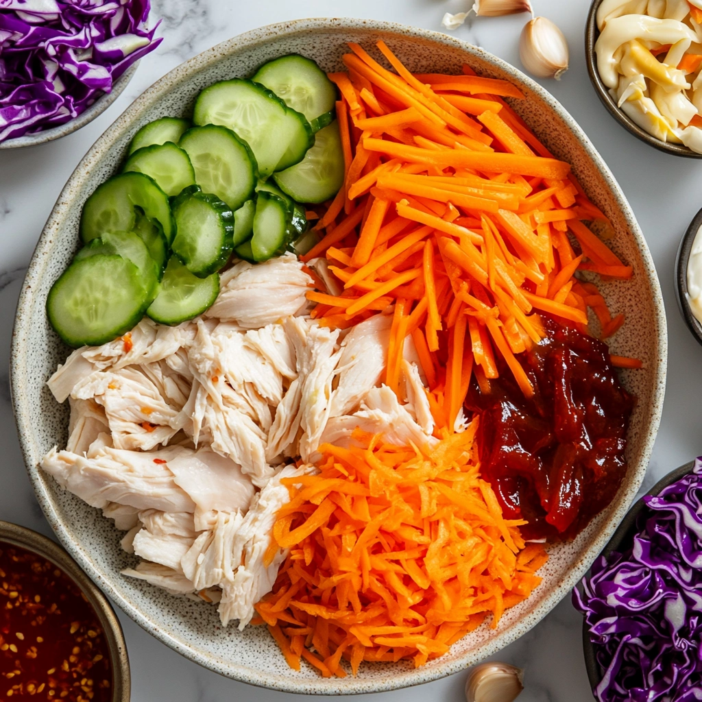 Bang Bang Chicken Bowl ingredients laid out