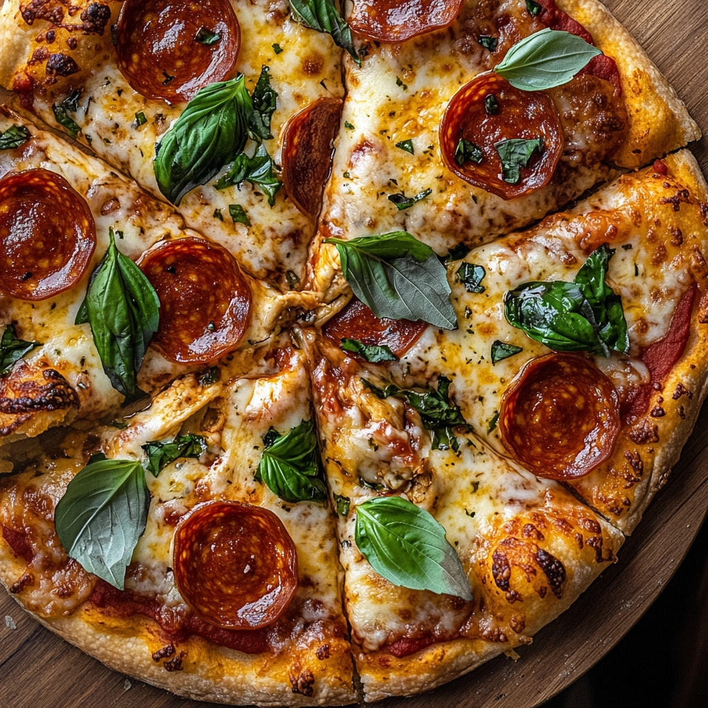chicken crust pizza freshly baked with toppings