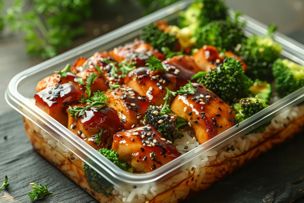 Teriyaki chicken cooked in air fryer with crispy edges